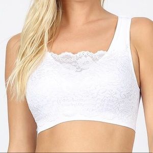 White Lace Front Padded Bralette